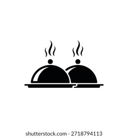 Two covered dishes on a serving tray steaming and awaiting presentation