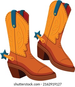 zwei Cowboystiefel mit Stickerei auf Vektorgrafik