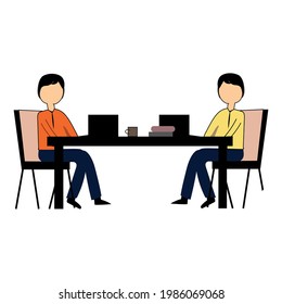 Two co-working people icon vector