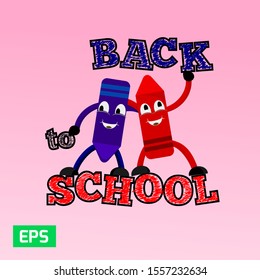 Two crayon characters together will make your school, teaching, learning or education more fun and colorful.