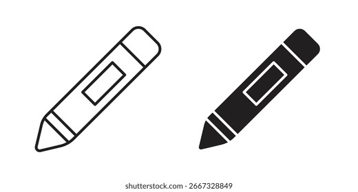 Dois ícones de giz de cera, uma arte de linha e um preto sólido, isolado no branco. Perfeito para projetos de design.