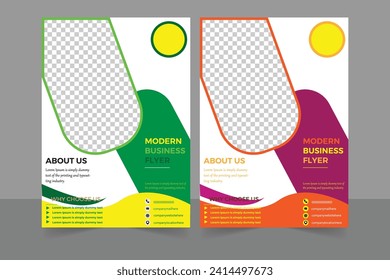  Two Creative Business Flyer Design. Corporate Book Cover Design Template in A4. Can be adapt to Brochure, Annual Report, Magazine, Poster, Business Presentation, Flyer, Banner, Website. eps file 18.