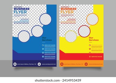 Two Creative Business Flyer Design. Corporate Book Cover Design Template in A4. Can be adapt to Brochure, Annual Report, Magazine, Poster, Business Presentation, Flyer, Banner, Website. eps file 17.