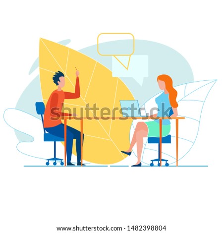 Two Creative Office Colleagues, Man and Woman, Brainstorming in Conference Room, Discussing Business Issues, Talking Shop, Sharing Ideas in Productive, Easy and Informal Atmosphere Trendy Office