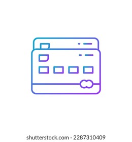 Zwei Kreditkarten, Bankkarten Farbverlauf Linie Symbol. Shopping, Online Banking, Finanzen Symbol Design.
