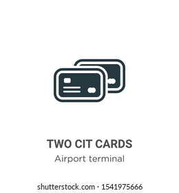 Two credit cards vector icon on white background. Flat vector two credit cards icon symbol sign from modern airport terminal collection for mobile concept and web apps design.