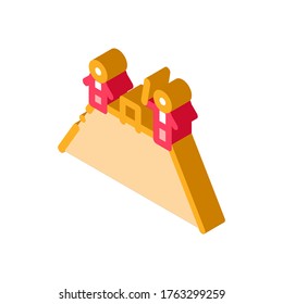 Two Cricket Players on Mountain Icon Vector. Isometric Two Cricket Players on Mountain sign. color isolated symbol illustration