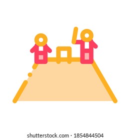 Two Cricket Players on Mountain Icon Vector. Outline Two Cricket Players on Mountain Sign. Isolated Contour Symbol Illustration