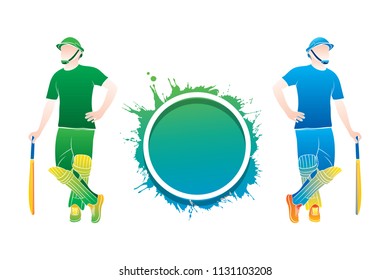 two cricket team ready for match, write your text on color splash