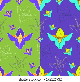 two crimson seamless pattern with flowers iris