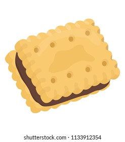 
Two crispy biscuit sandwich with chocolate cream inside, this is chocolate biscuits icon 
