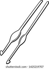 two crochet hooks black and white illustration