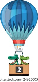 Two crocodiles enjoying a balloon flight together