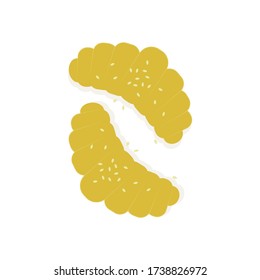 Two croissants with sesame seeds on a white background. Vector illustration. Fresh bakery.