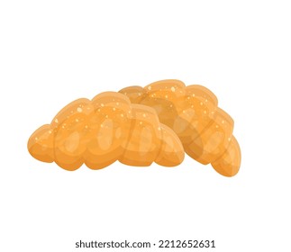 Two croissants. Traditional French bakery, pastry. Sweet snack, breakfast. Flat vector illustration.