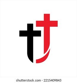 Two cross illustration vector logo design with letter U and T concept.