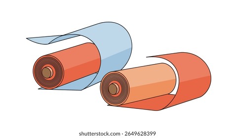 Two cross sections of a rolled material showing its fibrous structure underneath