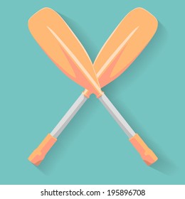 Two cross sport oars. EPS10 vector illustration