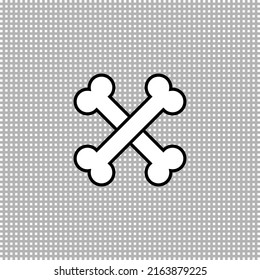 Two crossbones icon. Crossed bones. Outline and line style. Isolated vector black and white illustration on transparent background.