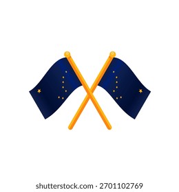Dos banderas cruzadas del estado de Alaska, Ilustración vectorial

