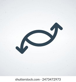 Dos flechas cruzadas hacia arriba, flechas lineales hacia arriba. Ilustración vectorial de stock aislada sobre fondo blanco.