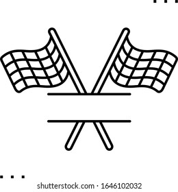 Two crossed auto racing flags line art icon