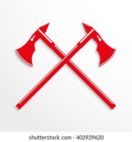 Two crossed ax. Vector illustration.