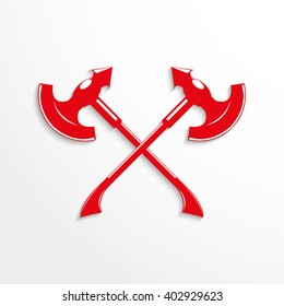 Two crossed ax. Vector illustration.
