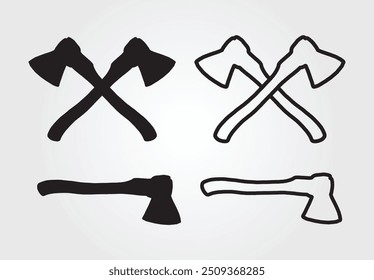 Two crossed Axe silhouette vector art, illustration, graphics