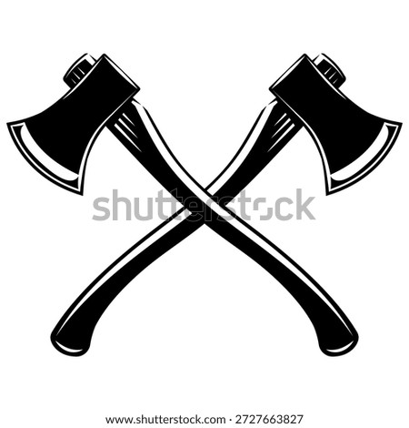Two Crossed Axes in Black and White, Vintage Woodcutting Tools for Lumberjacks and Outdoor Adventures.