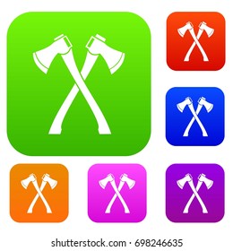 Two crossed axes set icon in different colors isolated vector illustration. Premium collection