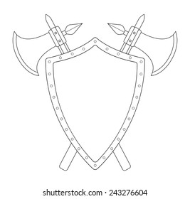 Two Crossed Axes Steel Shield Heraldry Stock Vector (Royalty Free ...