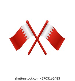 Two crossed bahrain flags isolated vector illustration