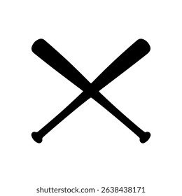 Two crossed baseball bat silhouette icon vector flat design on white background