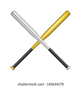 Two crossed baseball bats