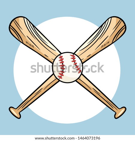 Two crossed baseball bats and ball, icon logo. Vector isolated illustration,. Simple shape for design