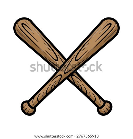 Two crossed baseball bats depicted in a simple cartoon style