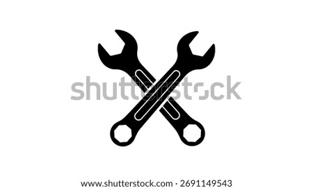 Two crossed black wrenches icon spanner tools