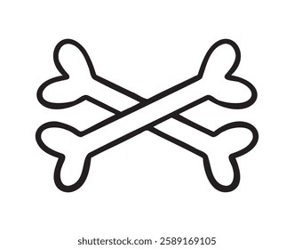 two crossed bones doodle hand drawn icon. Outline drawing two crossed bones line clipart symbol. Vector illustration