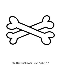 Two crossed bones isolated on a white background. Hand-drawn vector illustration in doodle style. Perfect for decorations, logo and Halloween designs.