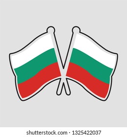 Two crossed bulgaria flags Pins on White Background, Vector Illustration.