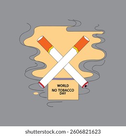 Two crossed burning cigarettes with "No Tobacco Day" text below, symbolizing anti-smoking awareness.