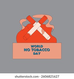 Two crossed burning cigarettes with "No Tobacco Day" text below, symbolizing anti-smoking awareness.