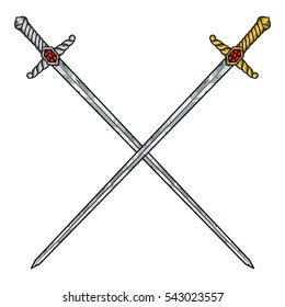 Two crossed cartoon swords