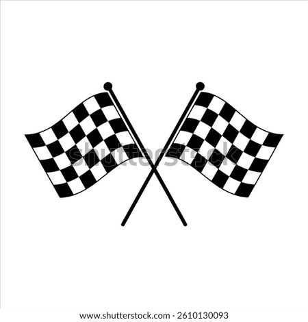 Two Crossed Checkered Flag NASCAR Racing Flag Finish Line, Sports finish line flags silhouette vector