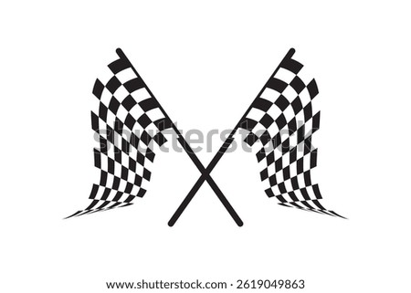 two crossed checkered Flag NASCAR Racing flag silhouette ,Racing start and finish checkered flag . 