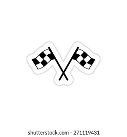 two crossed checkered flags icon on a white background with shadow