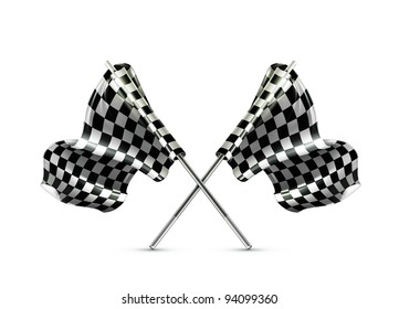 Two Crossed Checkered Flags, Vector