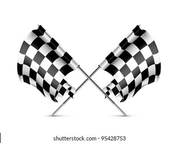 Two crossed checkered flags, vector