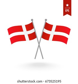 Two Crossed Danish Flag On White Stock Vector (Royalty Free) 673525195 ...